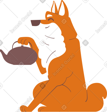 Shiba inu 与茶壶 PNG, SVG