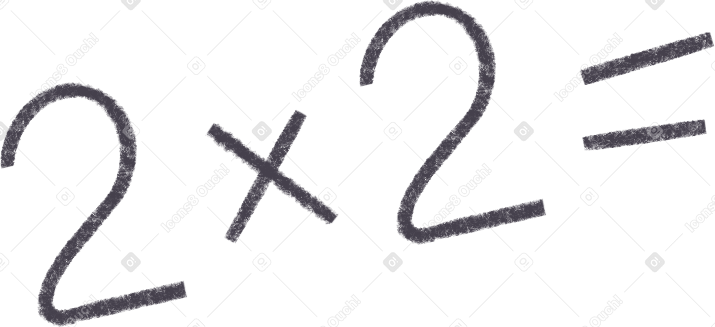 mathematical equation for multiplying two by two with an equals sign Illustration in PNG, SVG