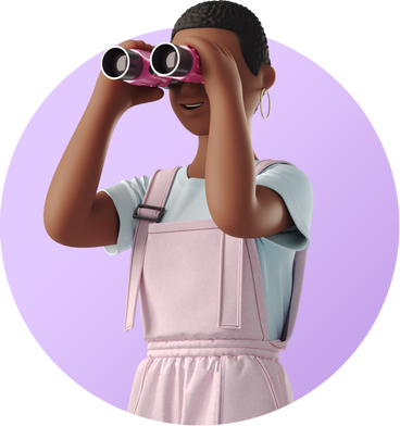 Young woman with binoculars в PNG, SVG
