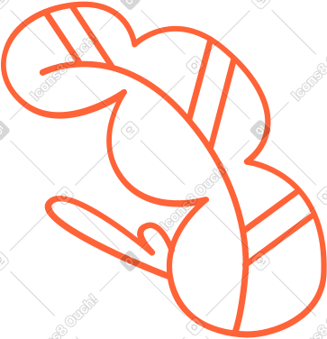 Curved vein leaf with red outline PNG, SVG