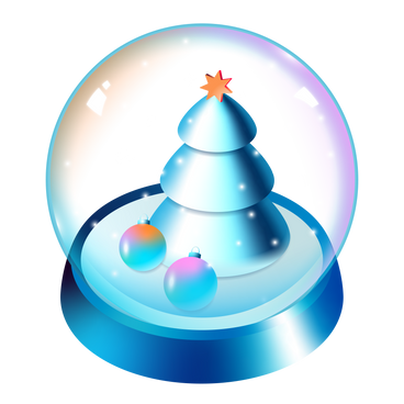 Isometric Christmas snow globe with fir tree and Christmas decorations animated illustration in GIF, Lottie (JSON), AE