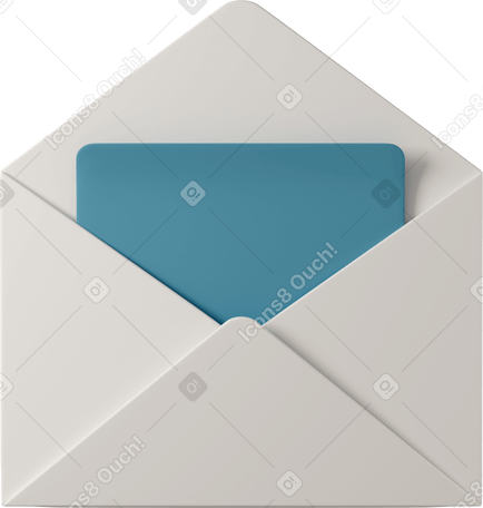 3D white envelope with blue letter inside Illustration in PNG, SVG