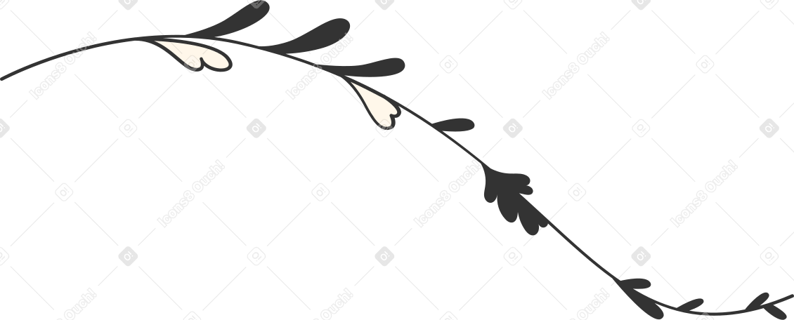 long branch with black leaves Illustration in PNG, SVG