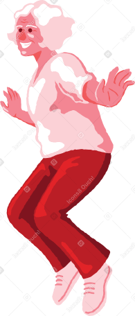 old woman jumping side view Illustration in PNG, SVG