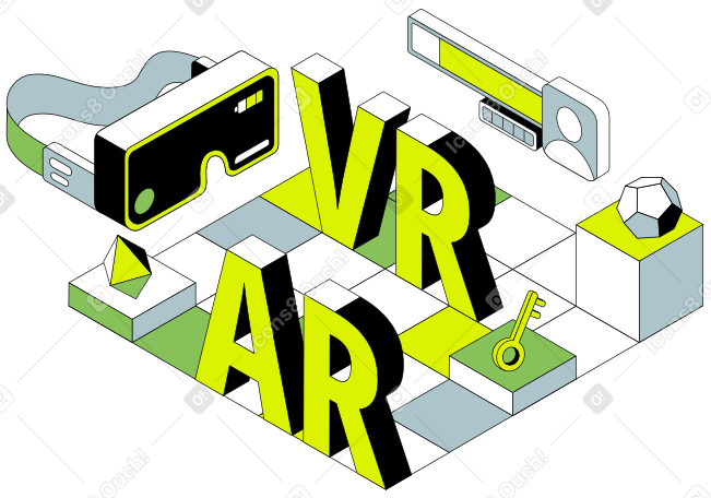 Lettering VR/AR with VR glasses and game board text PNG, SVG