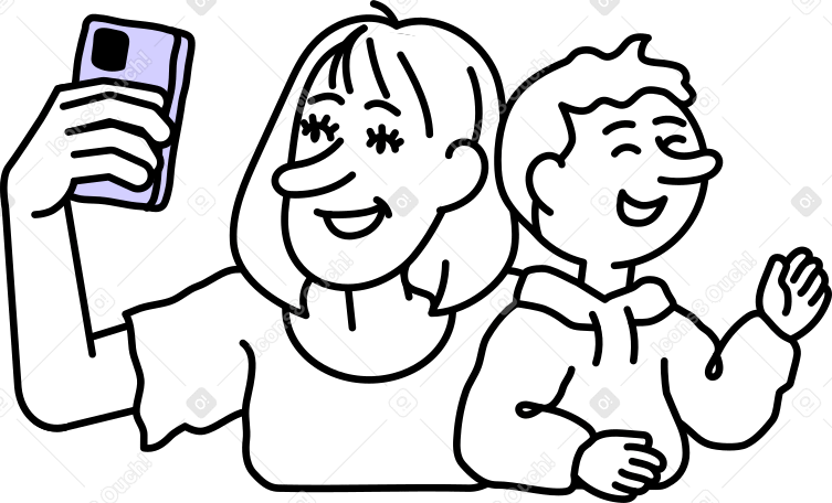 여자와 그녀의 아들은 상을 들고 셀카를 찍는다 PNG, SVG