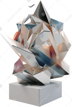 3D abstract sculpture made of metal PNG, SVG