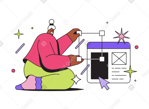 Woman designing a website Illustration in PNG, SVG