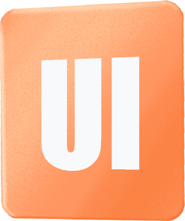 Orange square with ui text в PNG, SVG