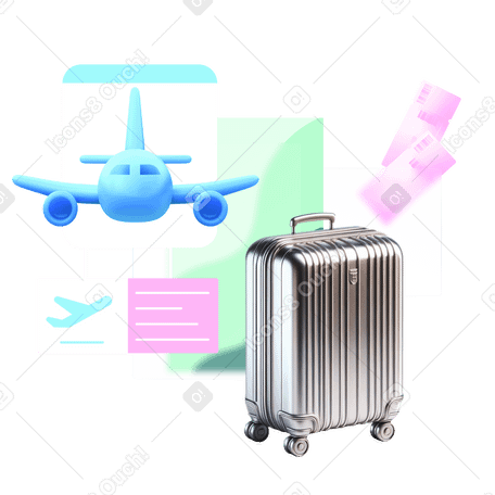 Going on vacation, plane tickets, and luggage PNG, SVG
