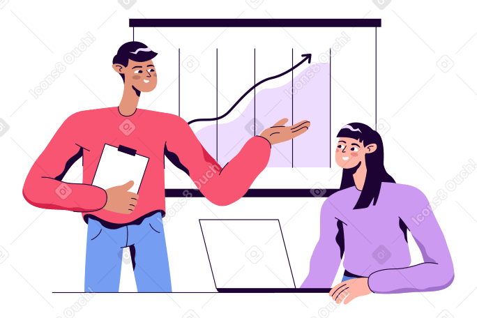 Man doing a presentation with growth chart PNG, SVG