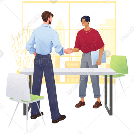 Two men shaking hands making business deal Illustration in PNG, SVG