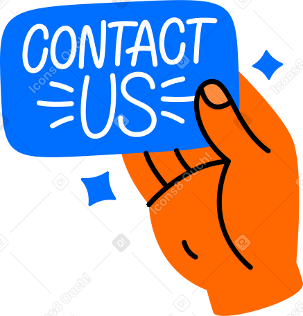 lettering contact us with hand Illustration in PNG, SVG