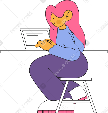 Woman is typing on laptop Illustration in PNG, SVG