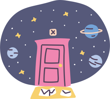 Mail on the floor at a closed entryway in space PNG, SVG
