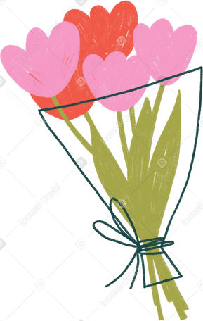 bouquet of pink and red tulips Illustration in PNG, SVG