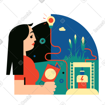 妇女使用生物技术设备从植物中获取能量 PNG, SVG