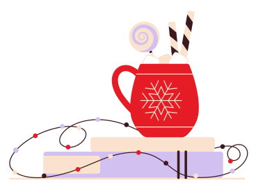 クリスマスドリンクと本 PNG、SVG