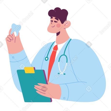 Dentist holding a tooth model PNG, SVG