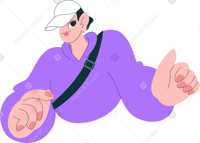 man in the baseball cap and purple hoodie Illustration in PNG, SVG