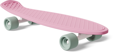 three-quarter view of pink skateboard PNG, SVG