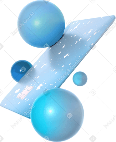 3D Tarjeta bancaria de plástico monocromática y esferas PNG, SVG