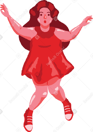 chubby girl jumping frontv Illustration in PNG, SVG
