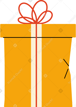 yellow gift box with bow Illustration in PNG, SVG