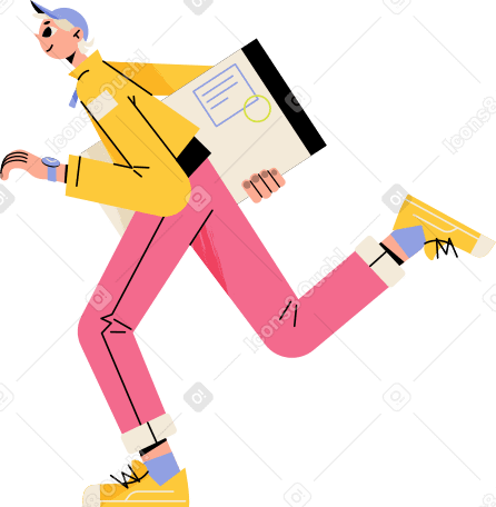delivery man with a parcel in his hands Illustration in PNG, SVG