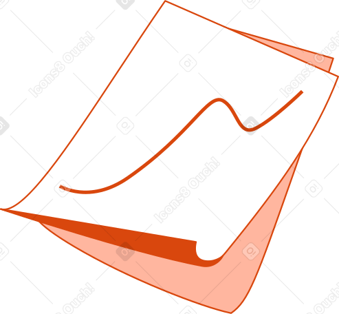 Feuilles de papier avec une courbe de croissance PNG, SVG