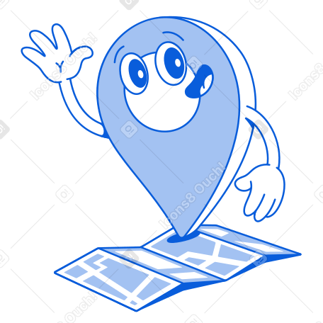 Pin on the map waving Illustration in PNG, SVG