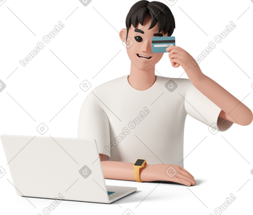 Cheerful man holding credit card PNG, SVG