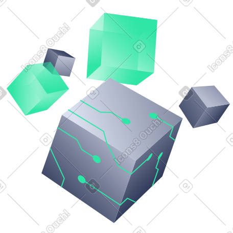 Digital cubes or blockchain components PNG, SVG