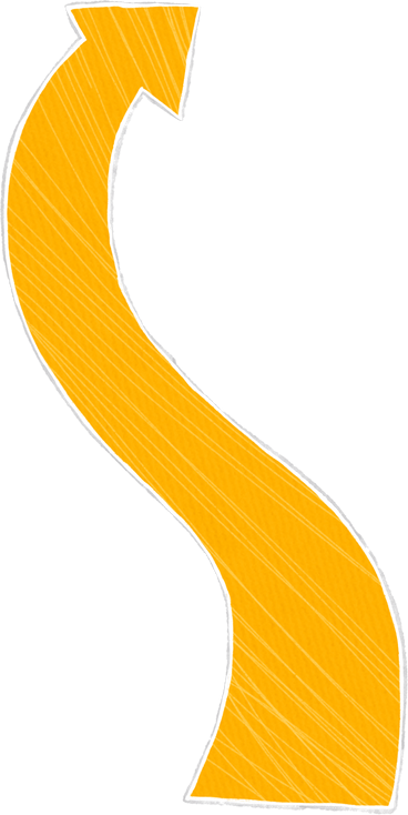 long yellow curved arrow PNG, SVG