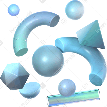 3D Плавающие монохромные геометрические фигуры в PNG, SVG