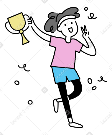 Молодая спортсменка празднует свою победу в PNG, SVG