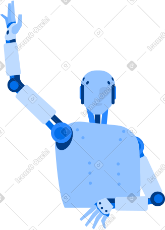 android robot raises his hand up and greets PNG, SVG