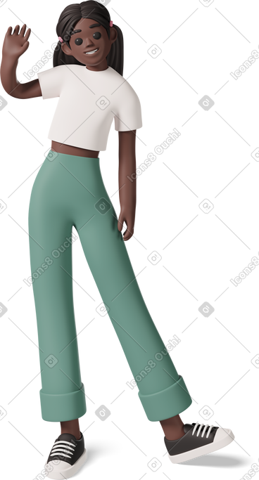 Black girl smiling and waving PNG, SVG