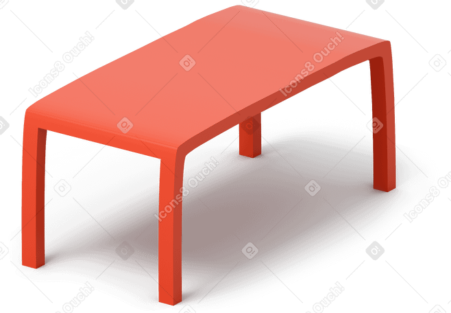 3D Red office desk Illustration in PNG, SVG