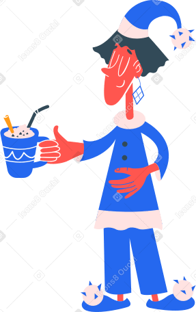 Illustration femme en pyjama aux formats PNG, SVG