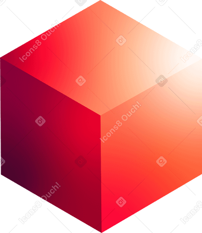 Изометрический красный куб в PNG, SVG