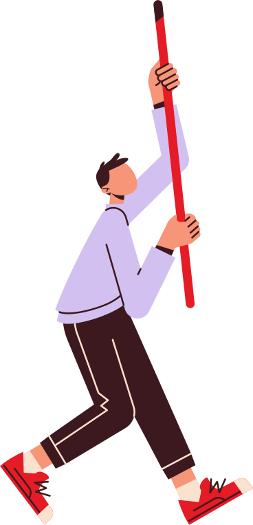 young man with stick PNG, SVG