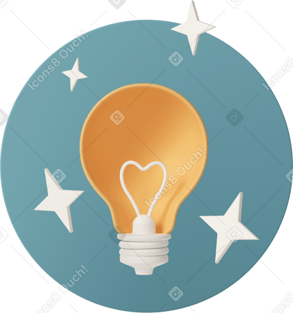 3D idea lamp with stars PNG, SVG