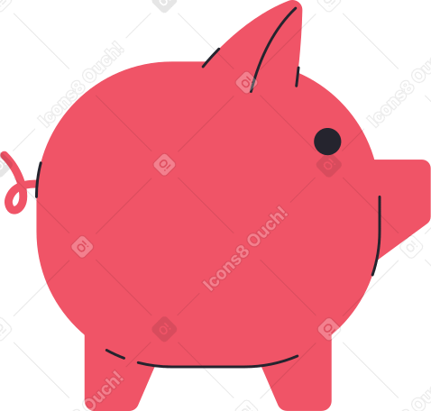 red piggy bank PNG, SVG