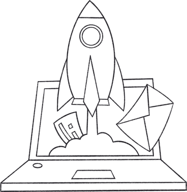 fast email sending with rocket and laptop PNG, SVG