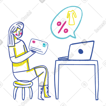 持有银行卡并在网上购物的妇女 PNG, SVG