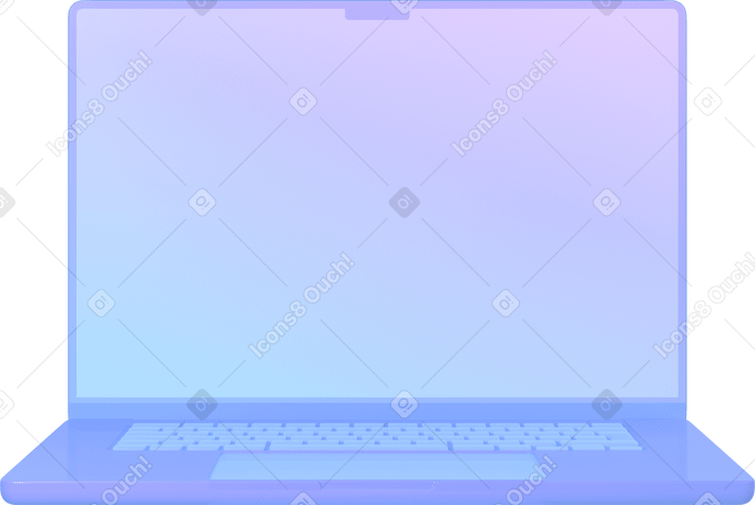 3D front view of glass laptop в PNG, SVG