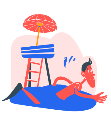 Man swimming in a public pool PNG, SVG