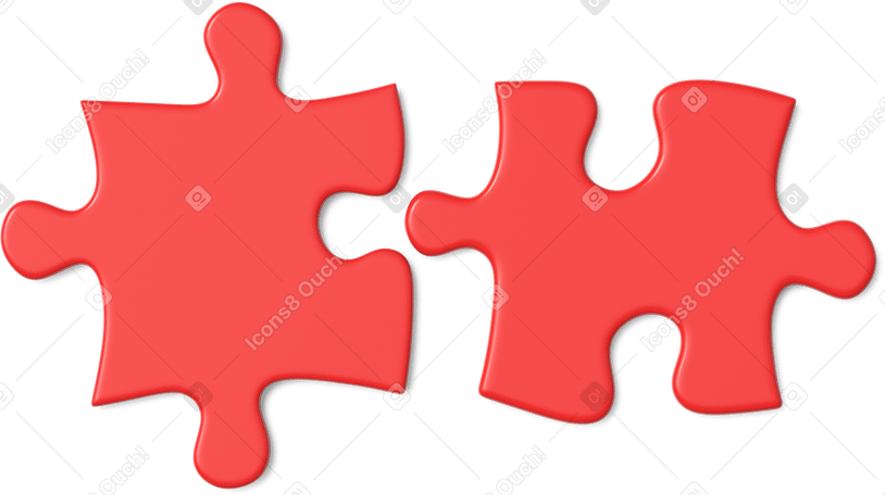 3D two red puzzles PNG, SVG