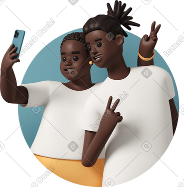 Two friends taking selfie by smartphone PNG, SVG